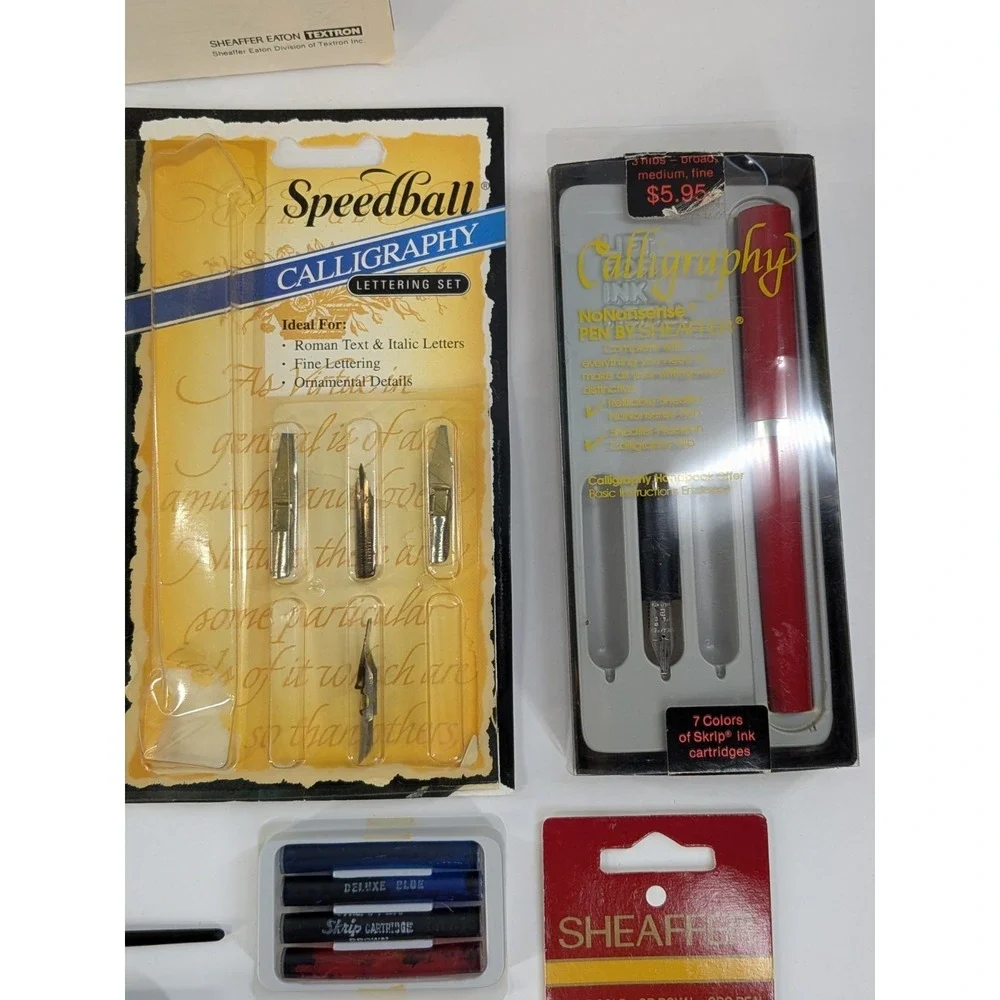 HUGE LOT!🚨Vtg Calligraphy Pens Eaton Paper Pad Mirror Marvy Sheaffer Speedball